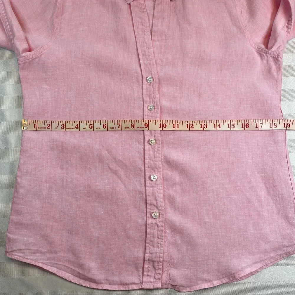 Tommy Bahama 100% Linen Pink Button-Up Shirt Blouse Long Sleeve Sz S/P - Picture 11 of 16